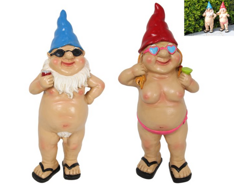 29CM STANDING NUDIE DRINKING GNOMES 2 DESIGNS AVAILABLE