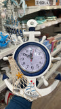 SEA-WOODEN CLOCK ANCHOR HANGING 34*21CM BLUE AVAILABLE