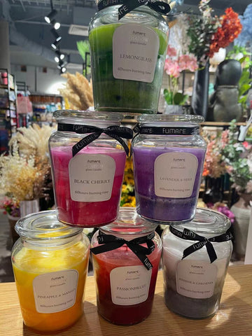 60 Hours Scented Candle Glass Jar With Lid Cup Candles - Dimensions:  10cm x 14.5cm approx